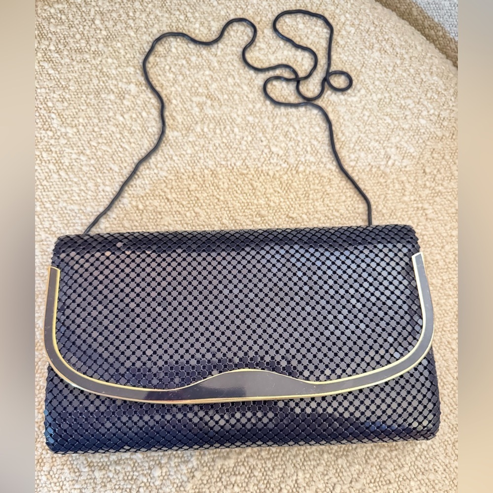 No name brand Navy blue sequin style envelope clutch